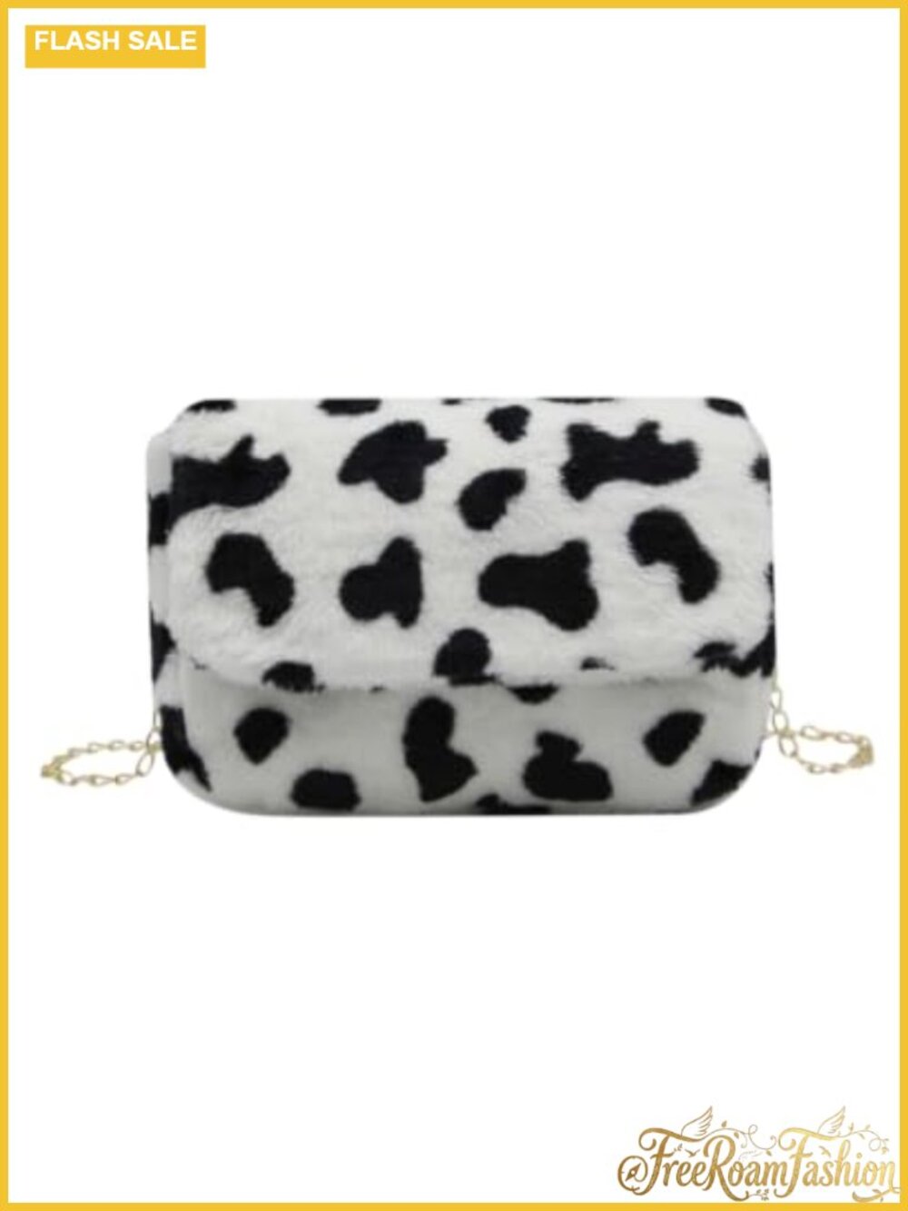 Faux Fur Crossbody Bag Chain Strap Magnetic Snap Shoulder Purse